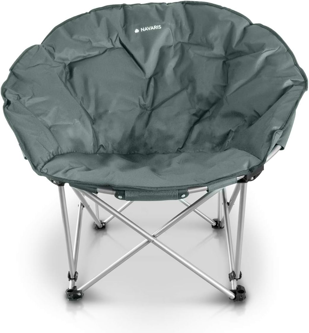 Folding Moon Chair Padded Round Seat Grey