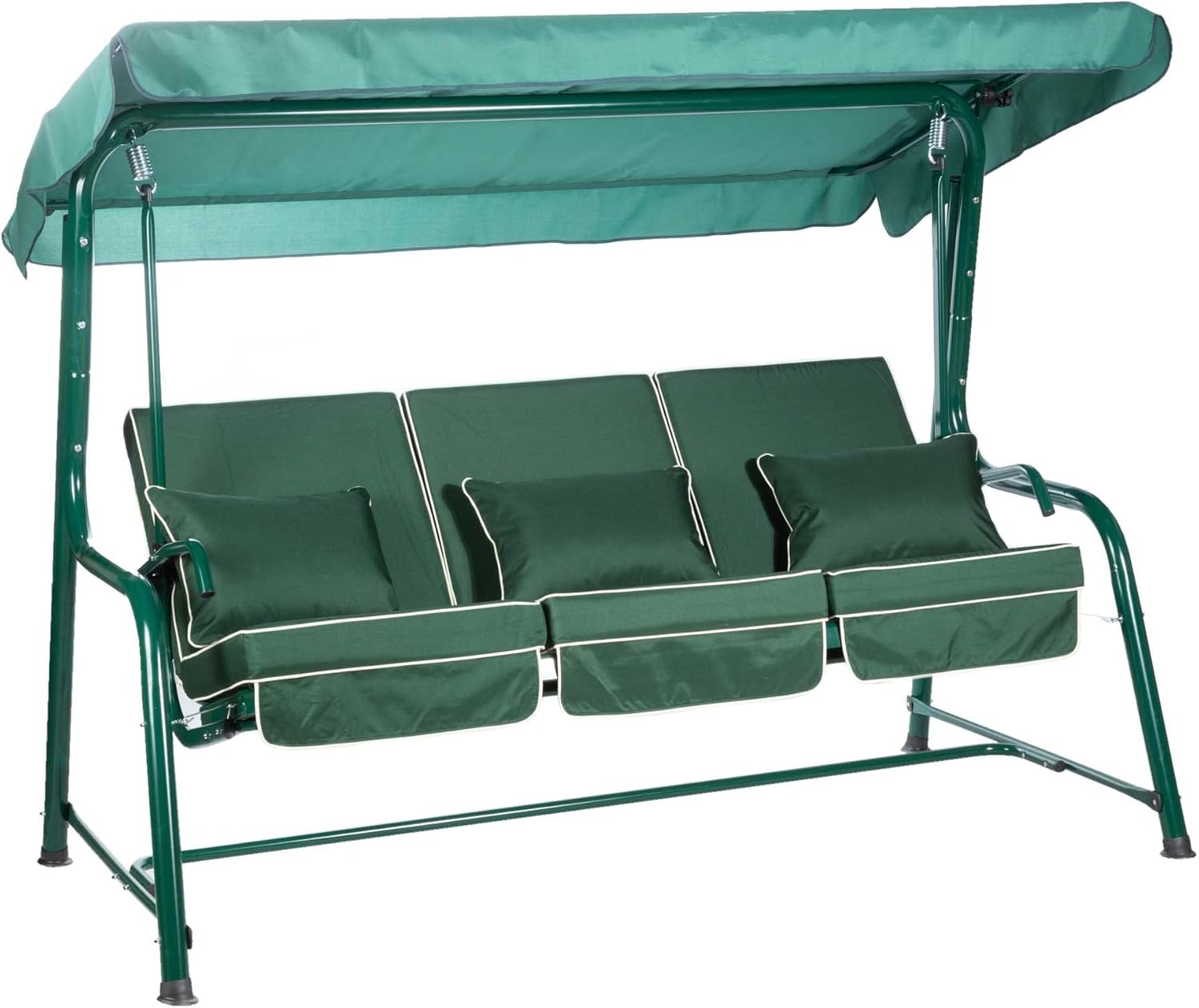 3 Seater Reclining Garden Swing Seat Green Canopy