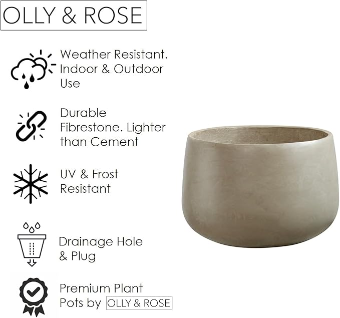 Extra Large Beige Plant Pot 46cm Garden Planter Indoor Outdoor