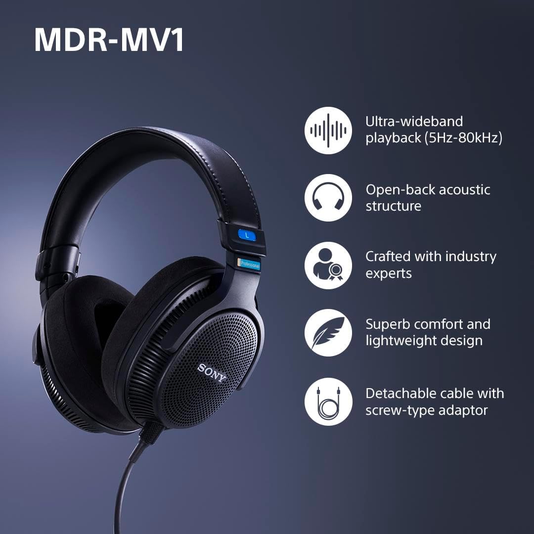 Open Back Studio Monitor Headphones Wired Hi Res 5Hz 80kHz
