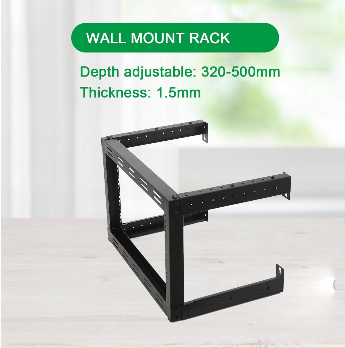 6U Wall Mount Open Frame Network Rack 19 Inch Adjustable Depth