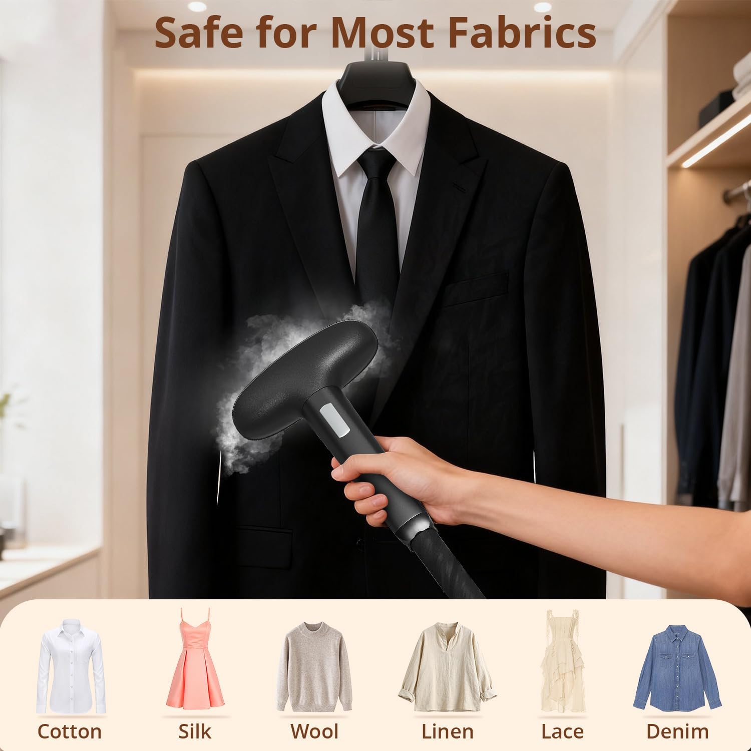 Standing Garment Steamer 1500W 2.5L Fast Heat 30s Clothes