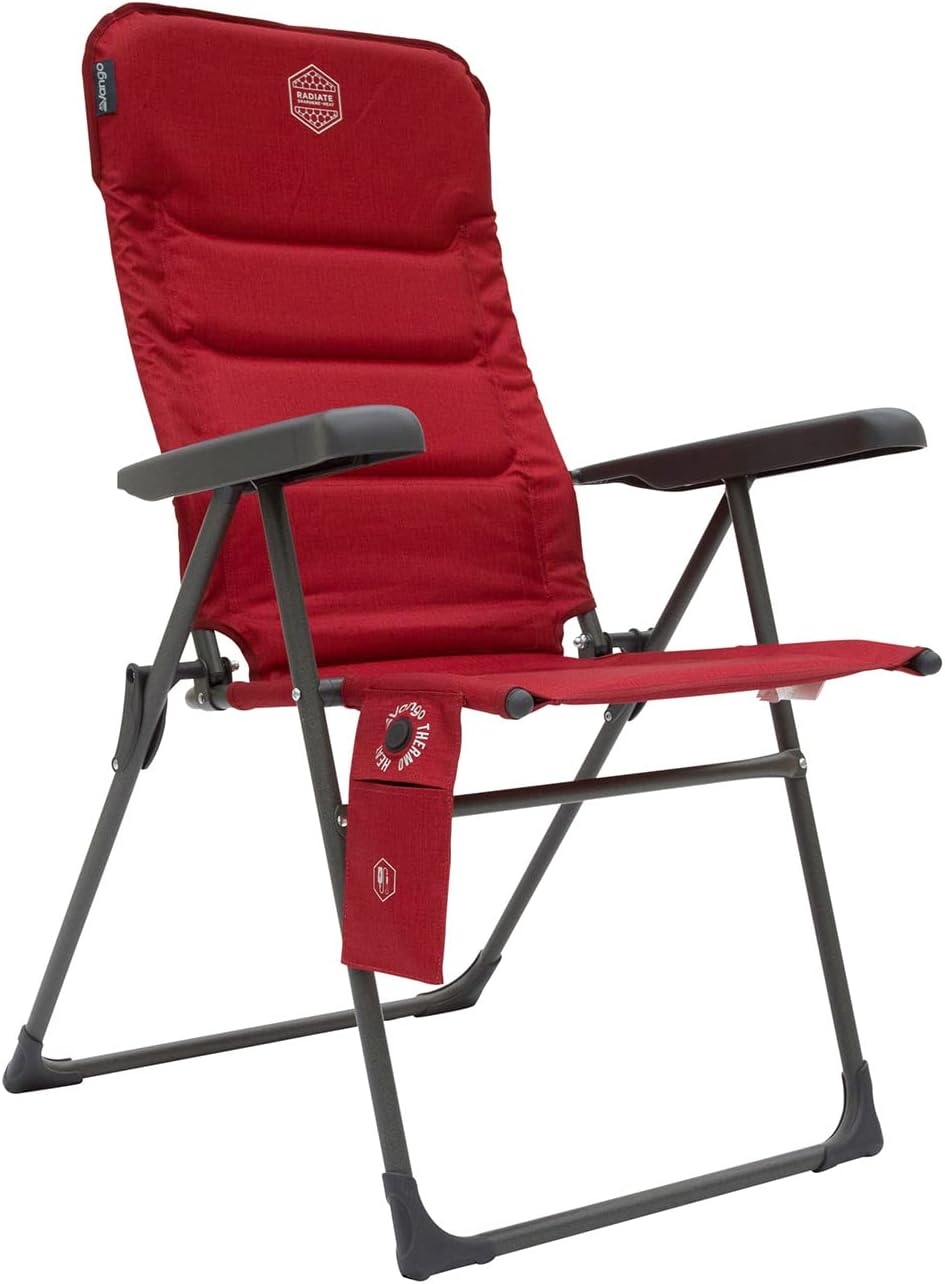 Heated Reclining Camping Chair Padded Tall Folding Seat