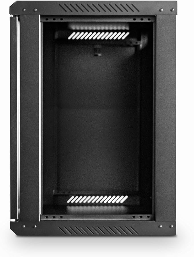 9U Wall Mounted Server Rack Cabinet 450mm Deep Glass Door Black
