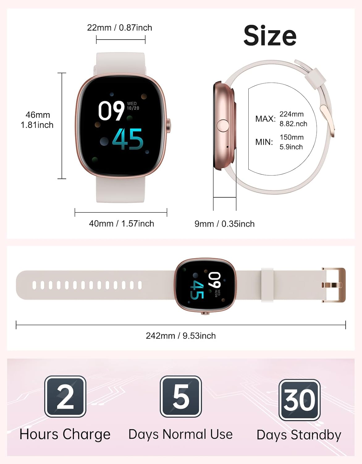 Women Smart Watch Bluetooth Call 100 Sports Fitness Tracker
