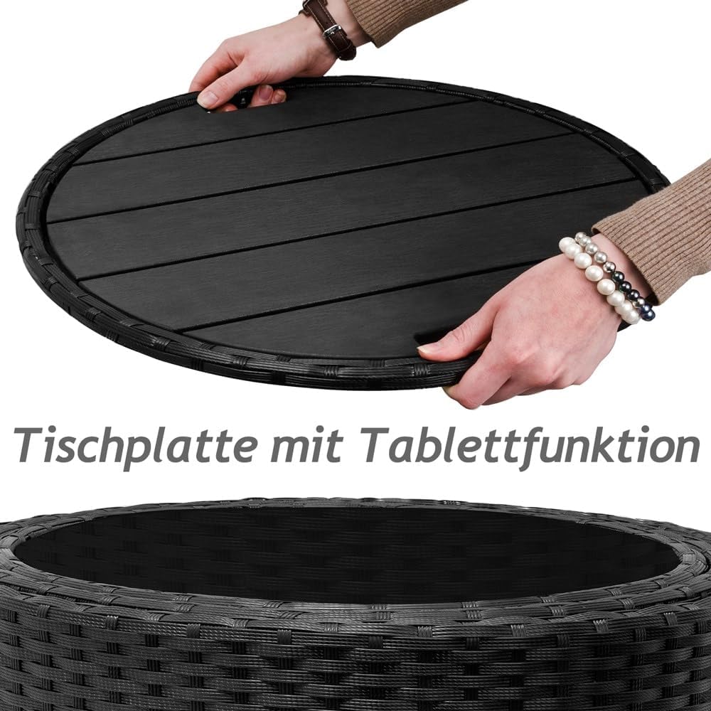 Sun Island Lounger Set with Canopy Black Cream