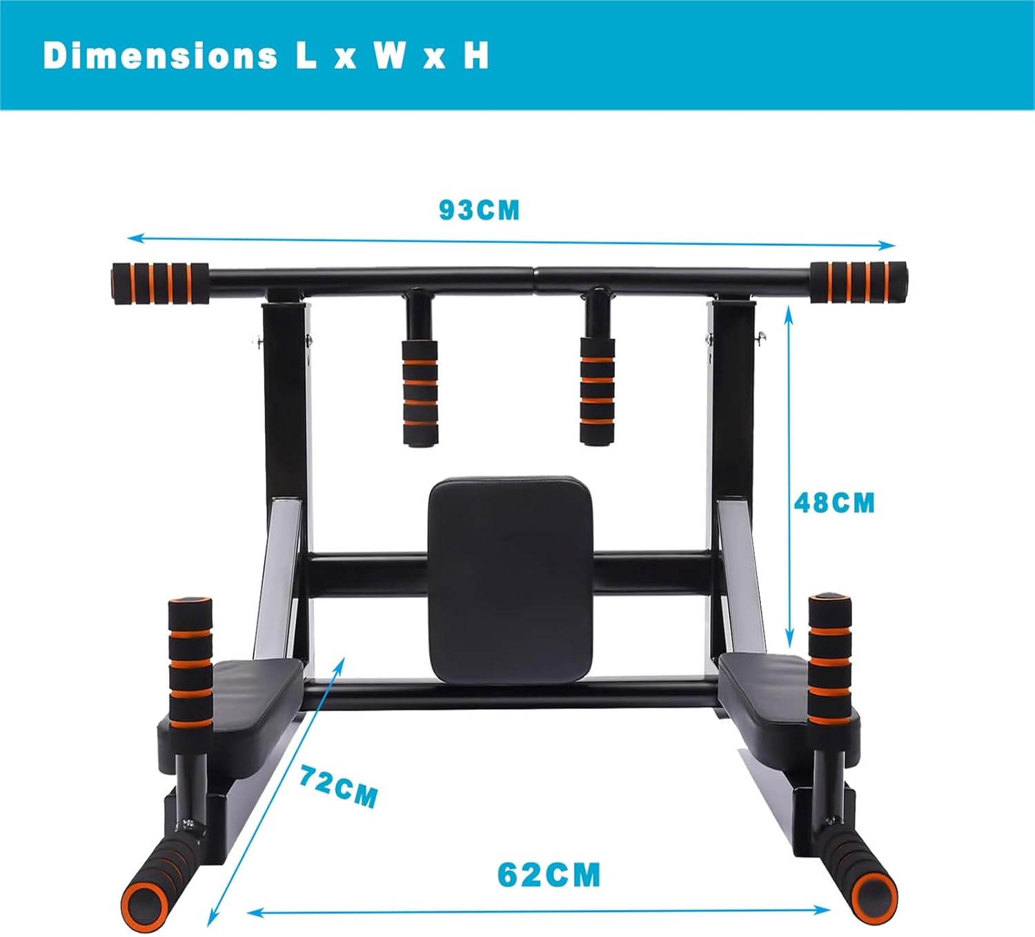 Wall Mounted Pull Up Bar Dip Station Multi Grip Home Gym Trainer