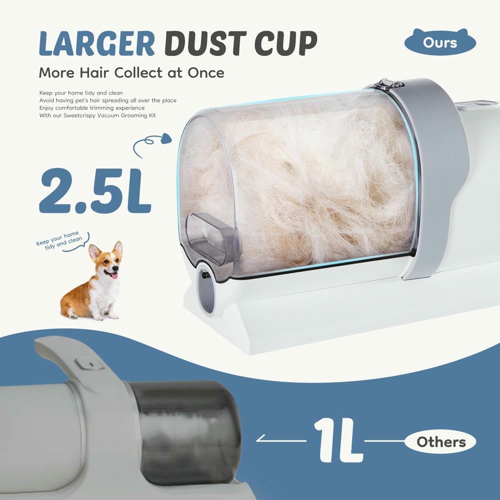 Pet Grooming Vacuum Kit Cordless Quiet Hair Trimmer White