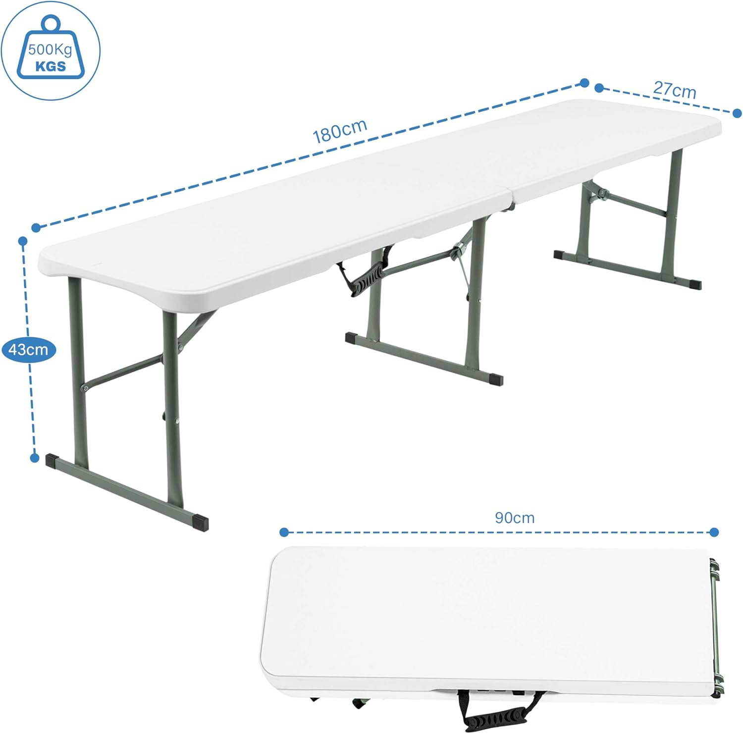Set of 2 Folding Garden Benches 6ft Portable Party Seats