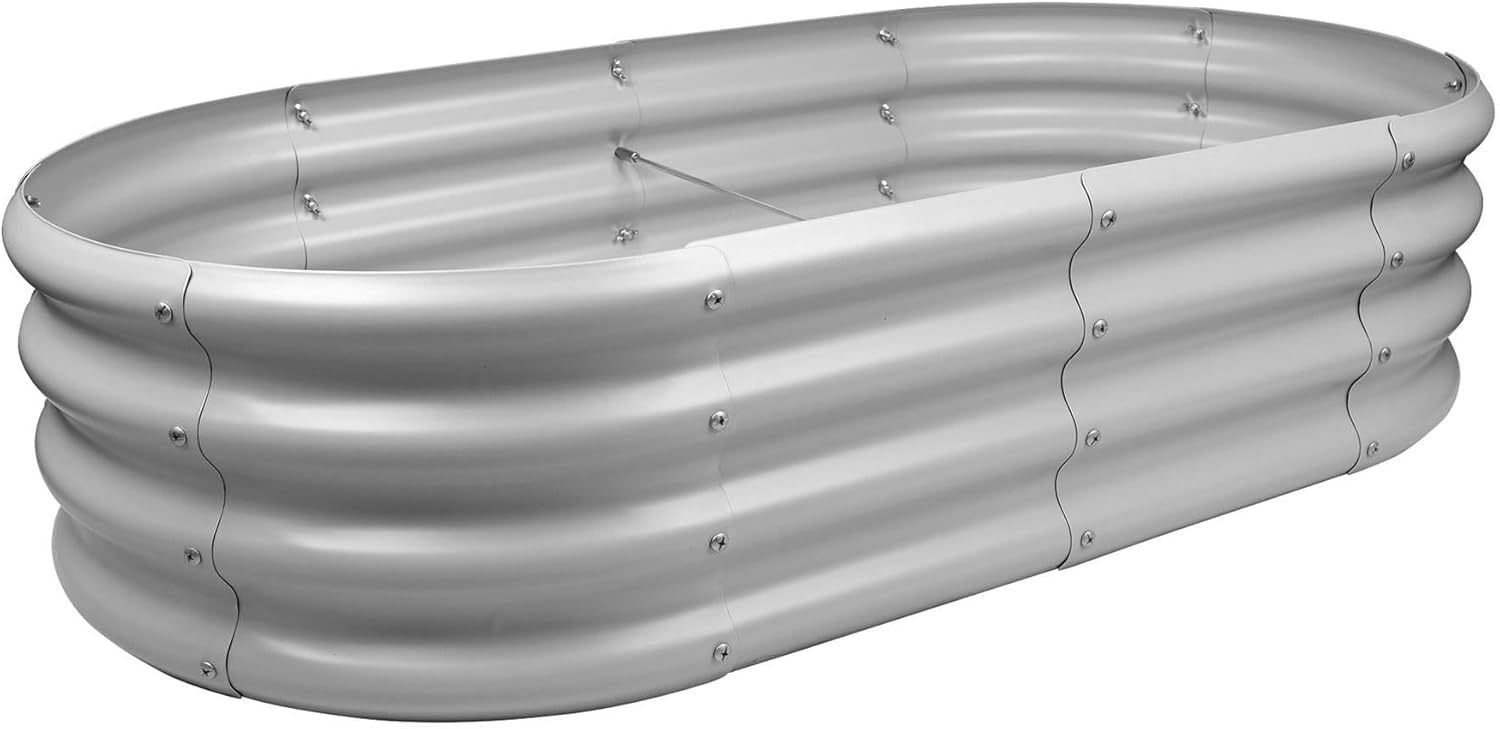 Raised Garden Bed Set 2 Steel Planter 120x60cm Silver