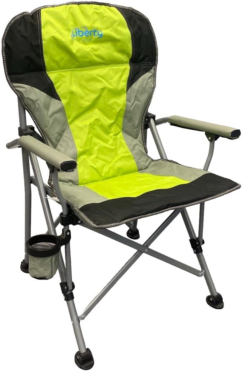 Folding Camping Chair with Cup Holder Side Pocket Lime