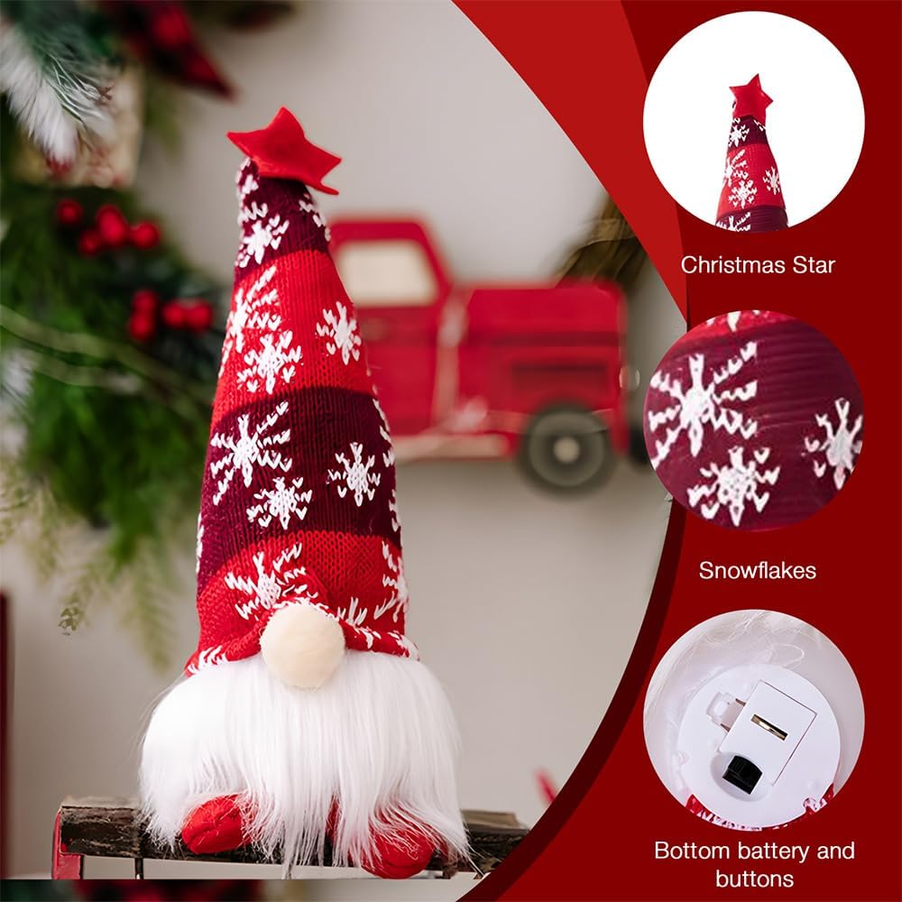 6PCS Christmas Gnome Lights LED Plush Santa Gonk Holiday Decor