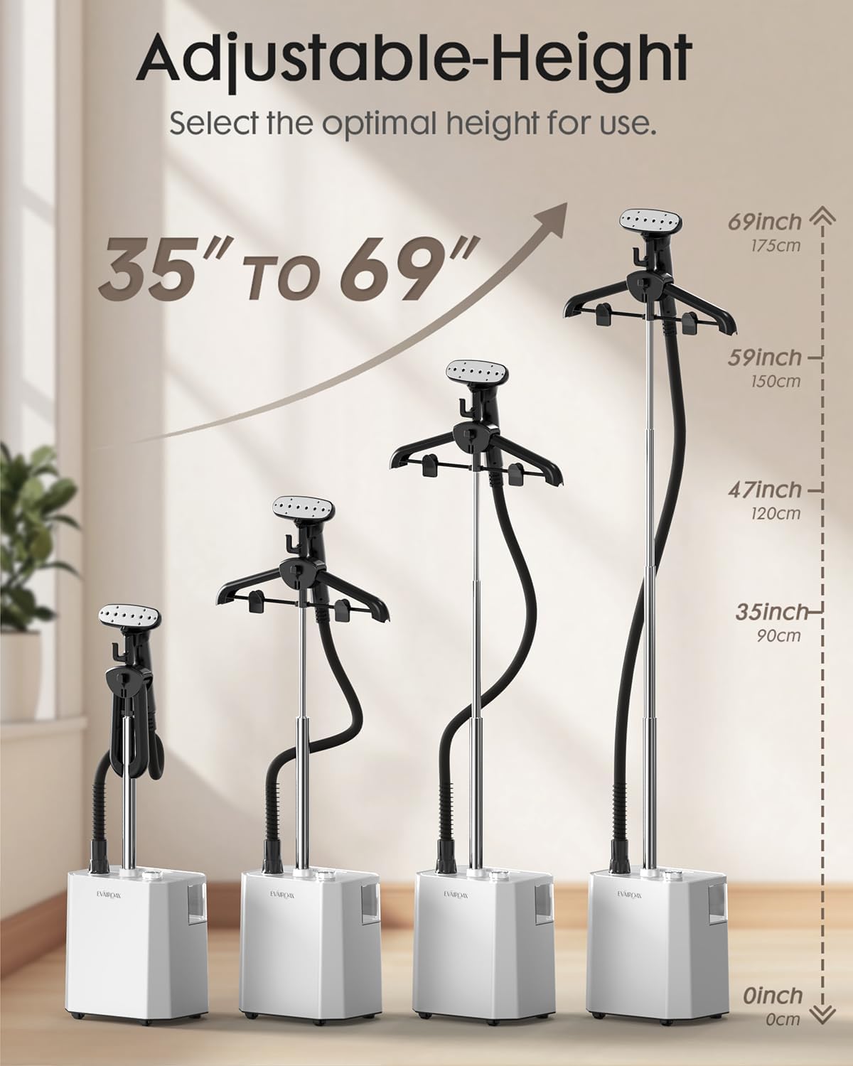 2200W Upright Garment Steamer 2.9L Tank 90Min Steam Pro