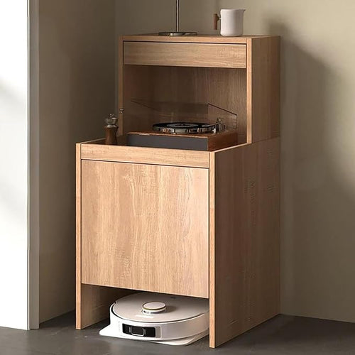 Tall Robot Vacuum Cabinet Hidden Storage Organizer Side Table Pull Shelf