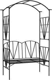 Garden Arbor Bench 2 Seater Metal Patio Seat with Climbing Arch