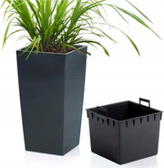 Tall Planter Pot Anthracite 32.5cm Modern Indoor Outdoor with Insert