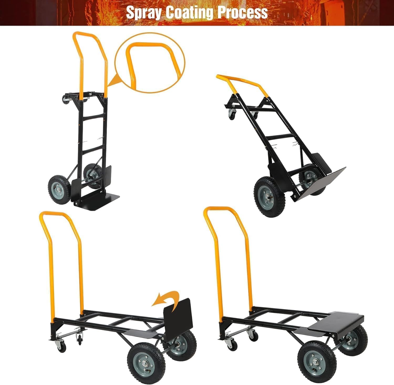 2 In 1 Convertible Hand Truck Dolly 150KG Yellow