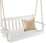 2 Seater Garden Swing Bench White Cup Holder Chains