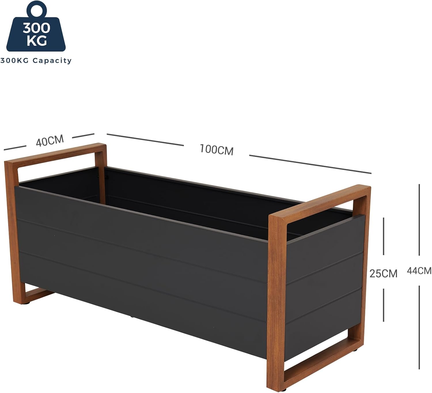 Metal Raised Garden Planter Bed 100cm Green with Drainage
