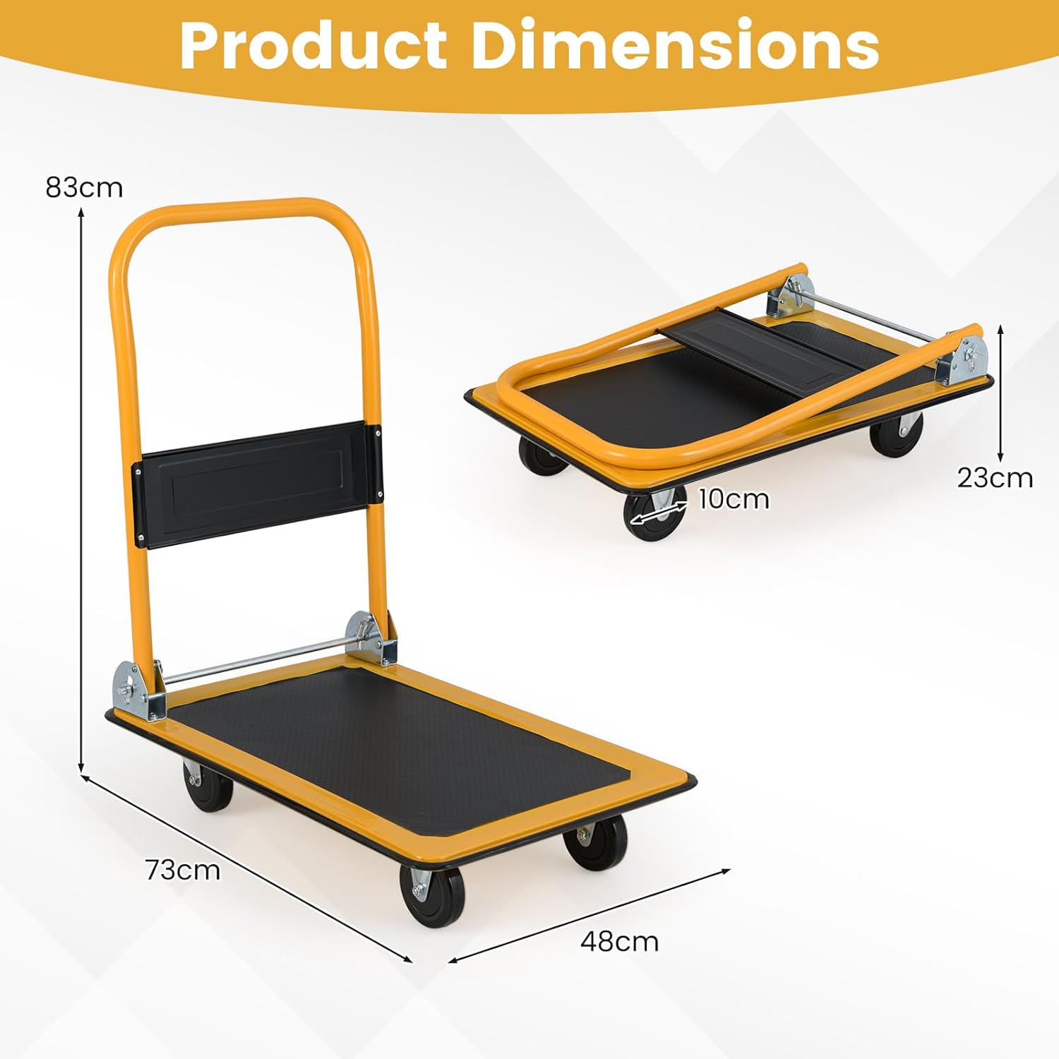 Portable 150KG Flatbed Push Cart Folding Platform Truck