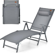 Folding Sun Lounger 7 Position Recliner Grey 150kg