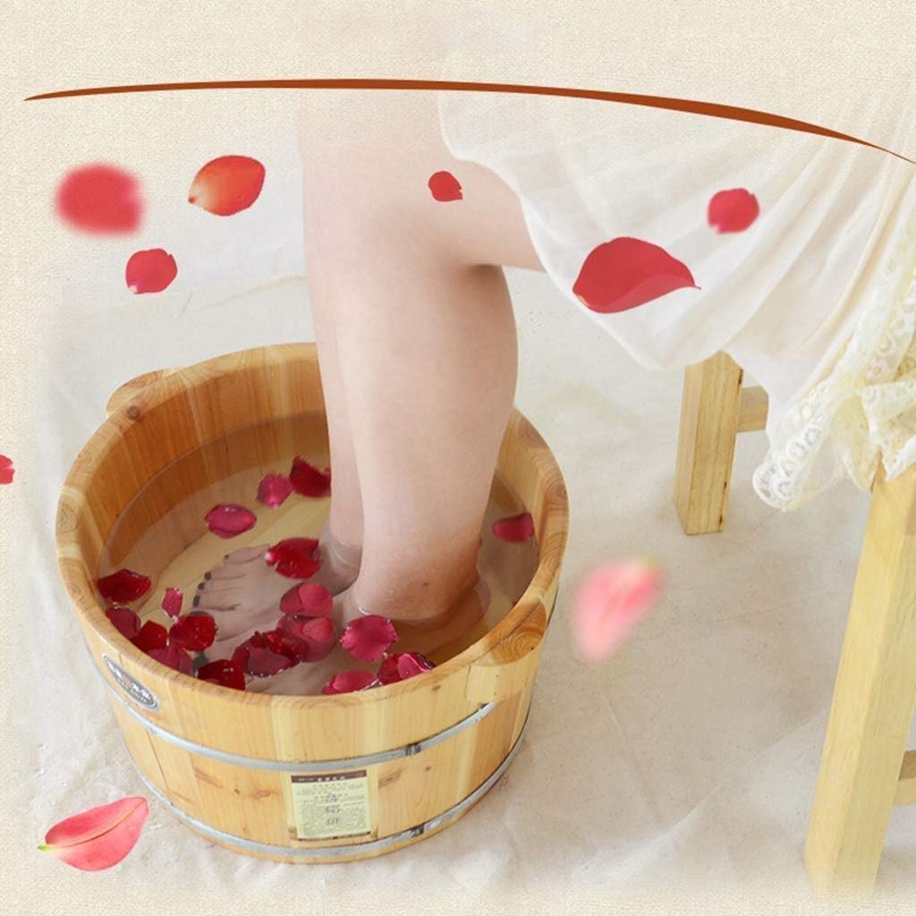 Wooden Foot Bath Barrel Solid Wood Spa Tub Lid Massage Soak