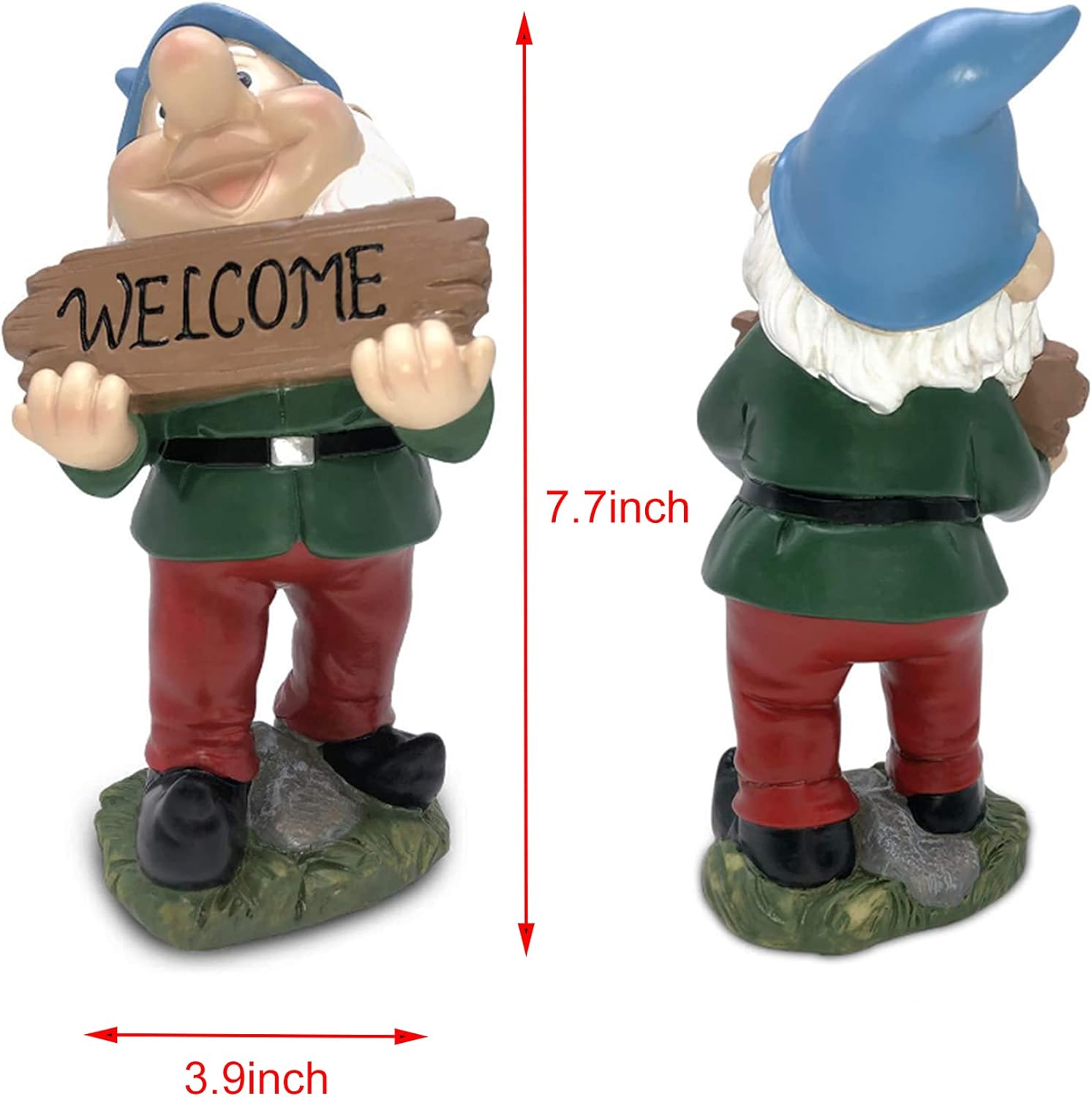 Garden Gnome Statue Resin Waterproof Outdoor Lawn Decor