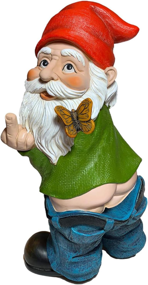 Funny Pants Down Garden Gnome Finger Resin Outdoor Decor