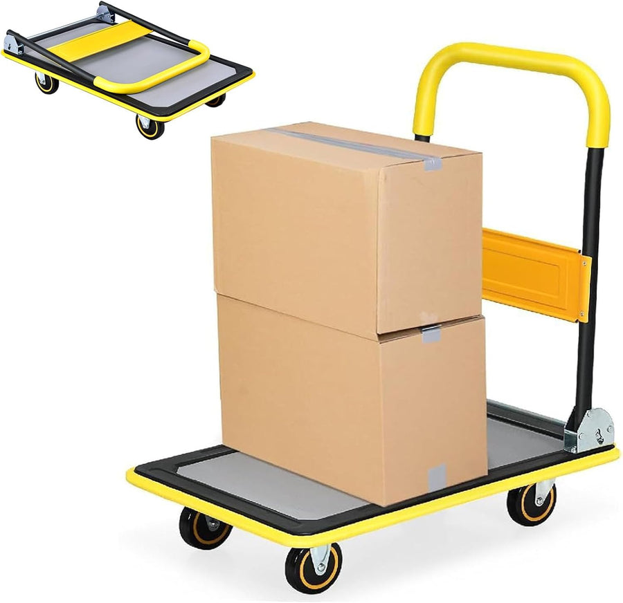 300KG Folding Platform Trolley Flatbed Truck Dolly Brake Wheels