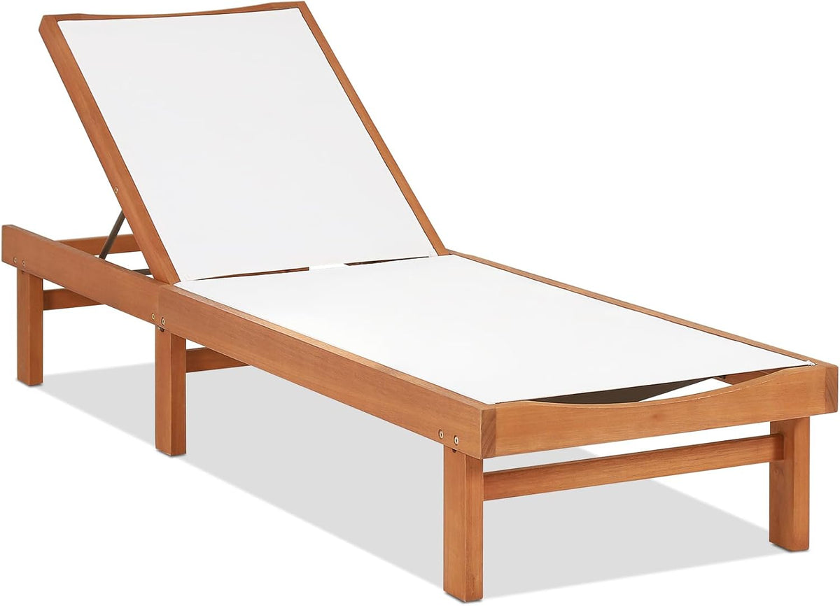 Wooden Garden Sun Lounger 5 Position Recliner 200cm Teak