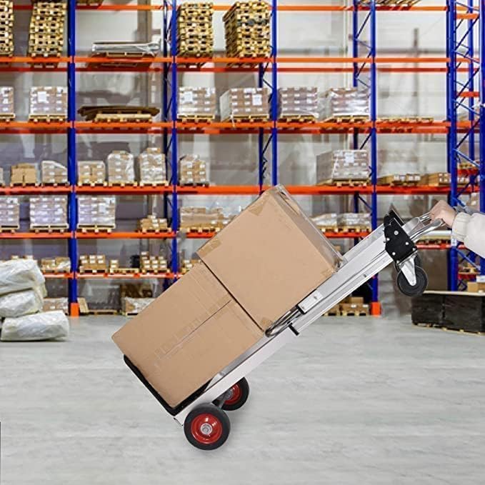 2 In 1 Folding Hand Truck Dolly 150KG 4 Wheel Cart