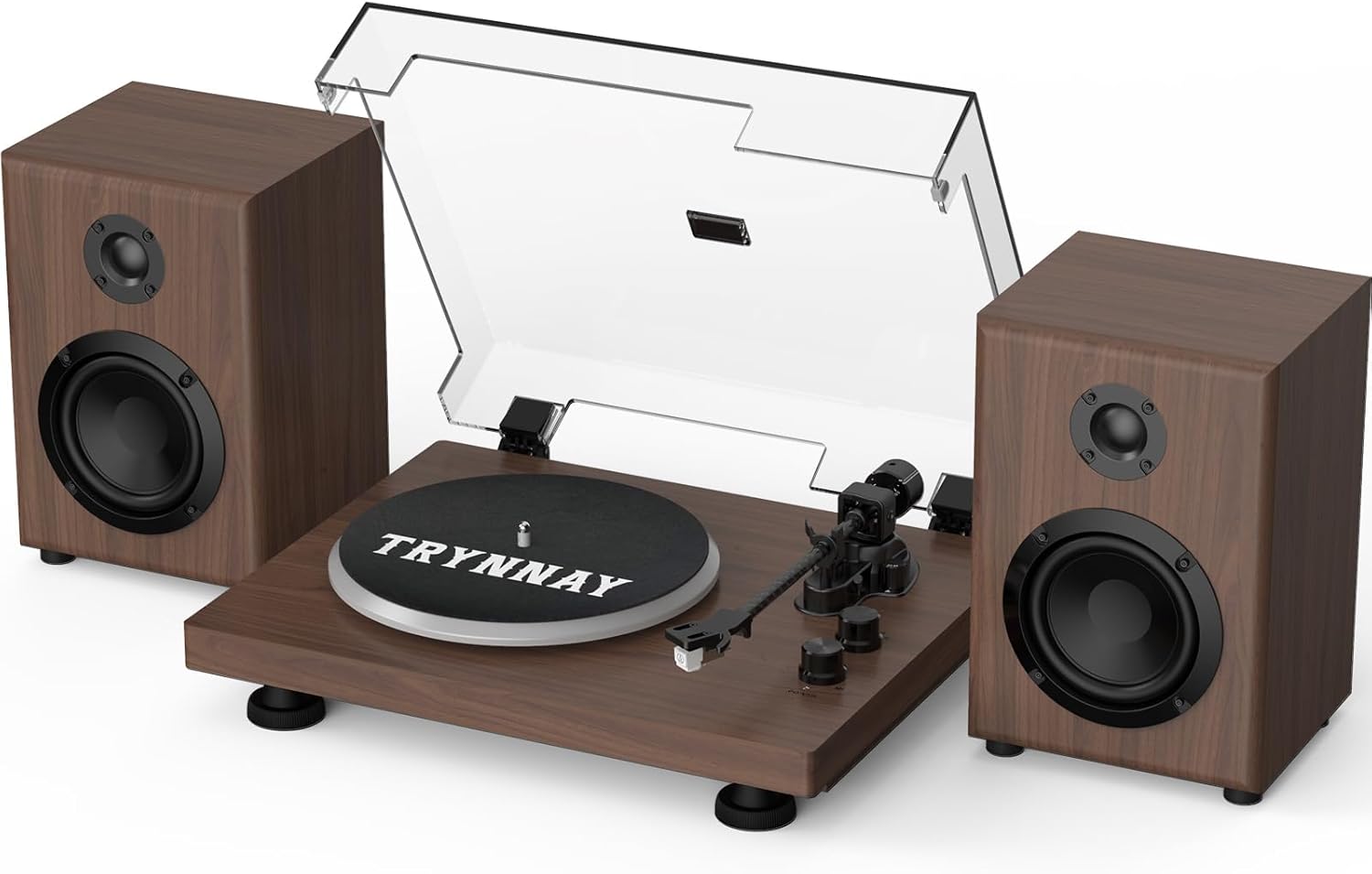 Bluetooth Vinyl Turntable Record Player 33/45 RPM Wood Speakers