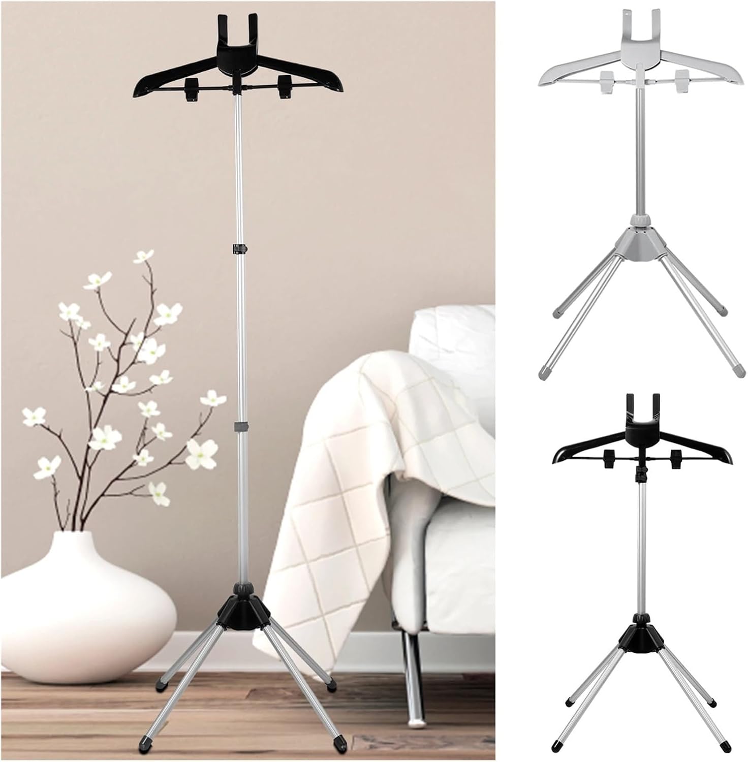 Telescopic Clothes Steamer Stand Adjustable Foldable Garment Rack
