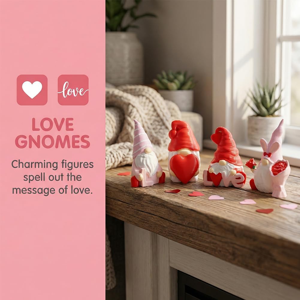 15PCS Valentine Gnome Figurines LOVE Set Resin Table Decor