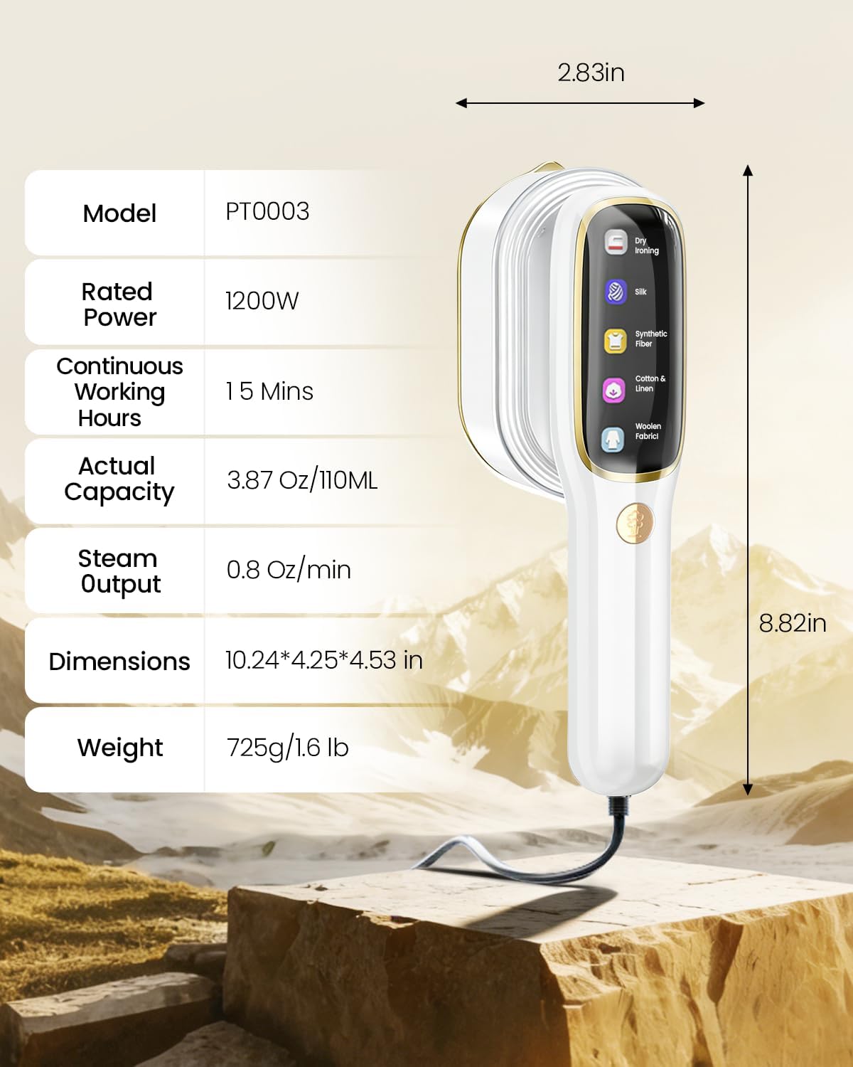 2in1 Travel Garment Steamer Iron 1200W 15s Heat 5 Modes