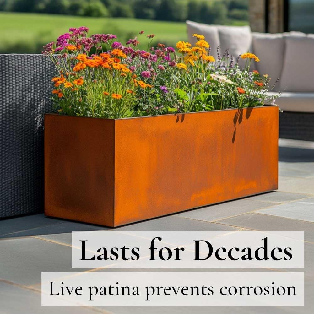 Corten Steel Trough Planter Rust Finish Extra Large 120cm