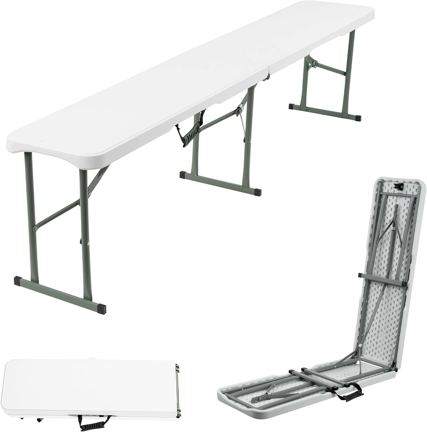 Set of 2 Folding Garden Benches 6ft Portable Party Seats