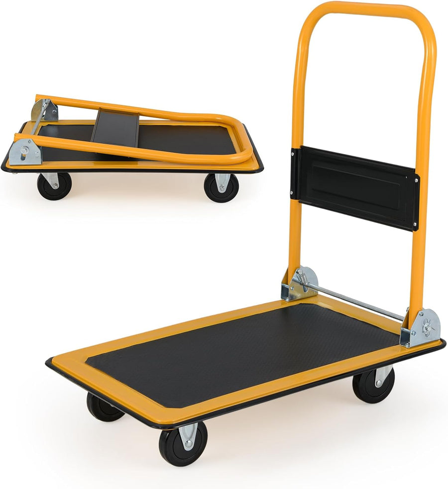 Portable 150KG Flatbed Push Cart Folding Platform Truck
