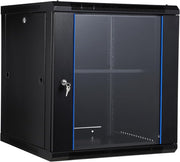 12U Wall Mount Network Cabinet Glass Door 23.6 Inch Deep