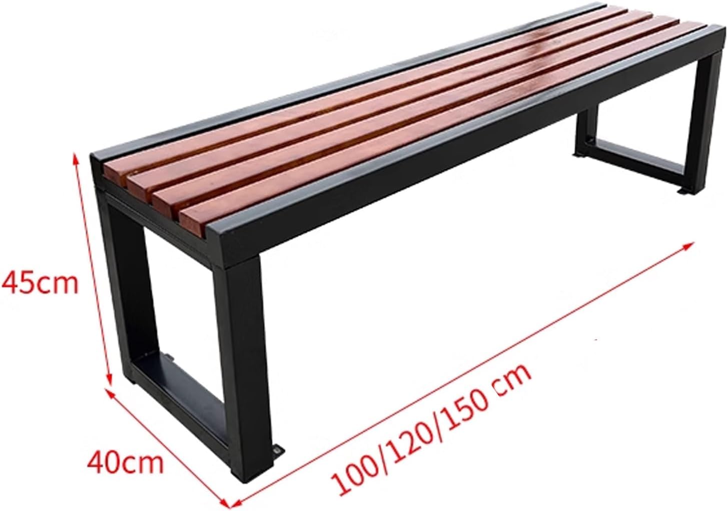 3 Seater Garden Bench 1.2m Wood Metal Outdoor Patio Park Seat
