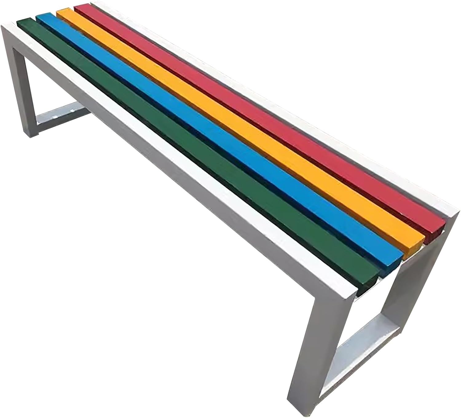 Weatherproof Outdoor Park Bench Steel Frame Garden Patio Seat White