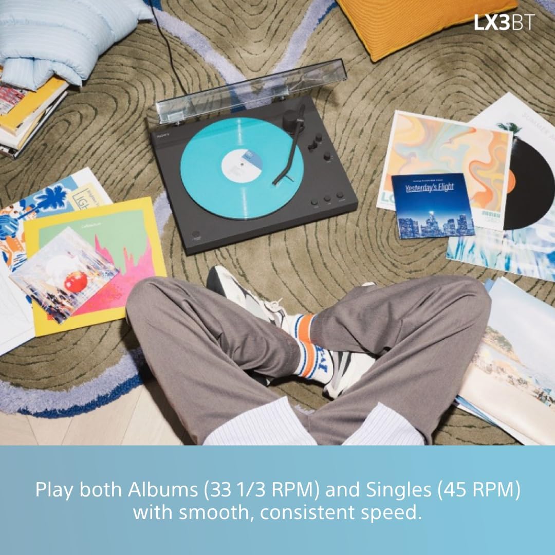 Wireless Bluetooth Turntable Hi-Res Vinyl Player with Belt Drive 2-Speed