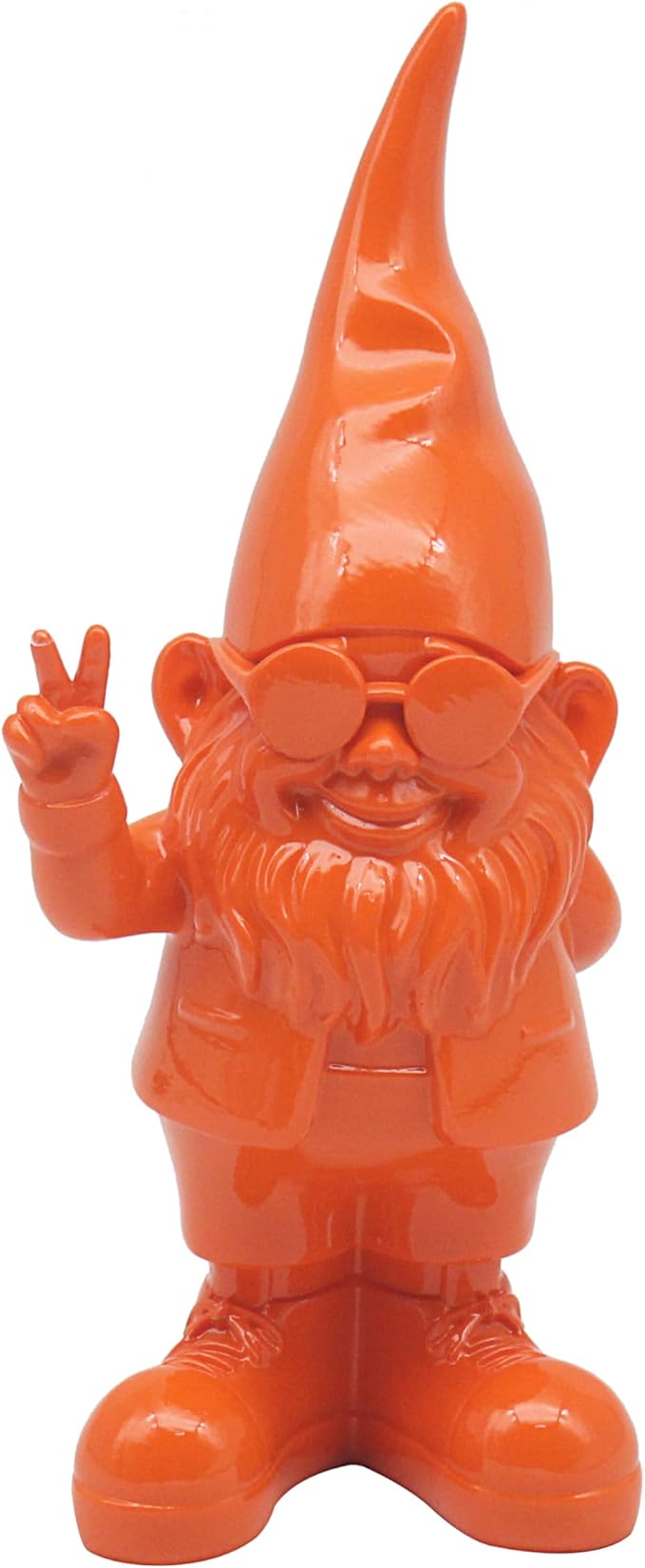 Peace Hand Gnome Statue Orange 20cm Indoor Outdoor Home Decor