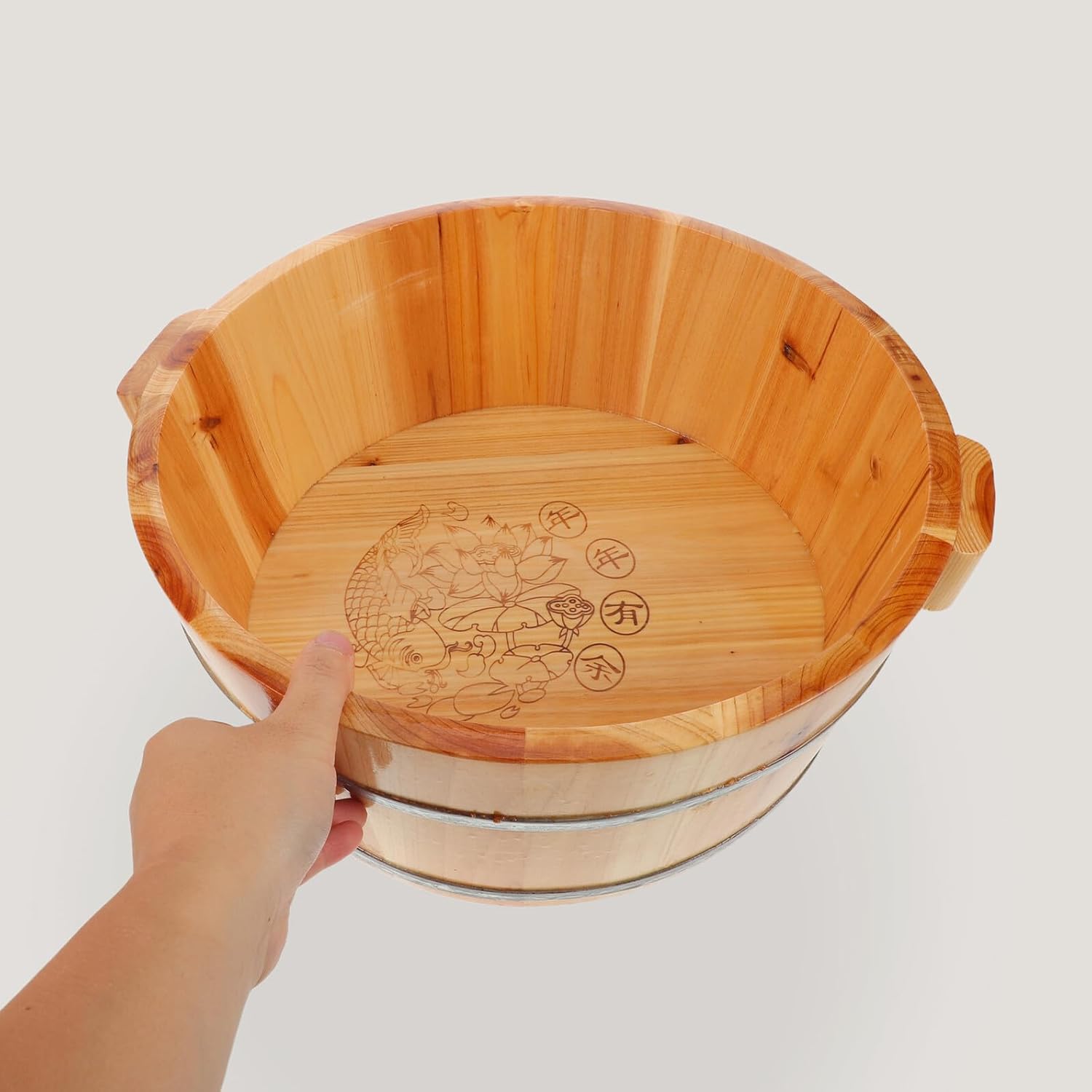 Wooden Foot Bath Basin Spa Pedicure Bucket Natural Wood Soak Tub