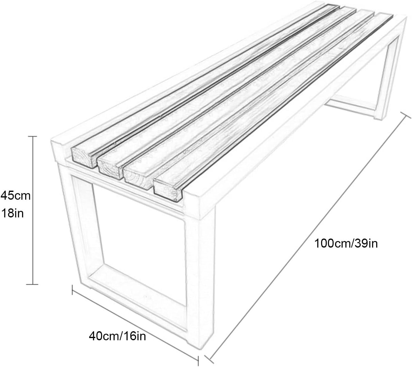 All Weather Outdoor Garden Bench Patio Park Seat 660lb Capacity 100cm