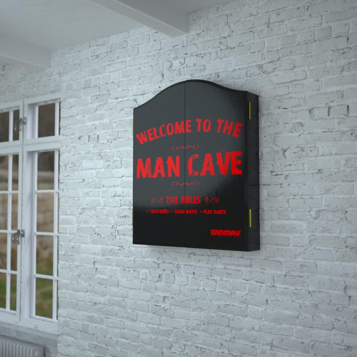 Dart Board Cabinet Wood Scoreboard Doors Home Bar Man Cave