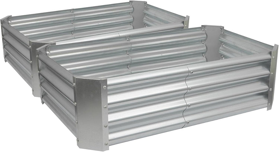 Raised Garden Bed Metal Planter 120cm Galvanized Steel 2 Pack