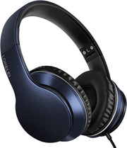 Wired Over Ear Headphones With Mic Stereo Bass 3.5mm Blue