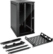 12U 10 Inch Wall Mount Data Cabinet Glass Door Black