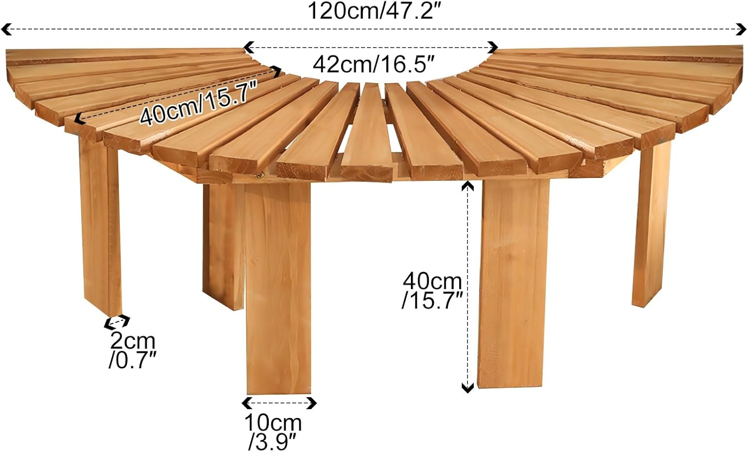 Curved Wooden Garden Bench Outdoor Tree Bench Backless Patio Seat